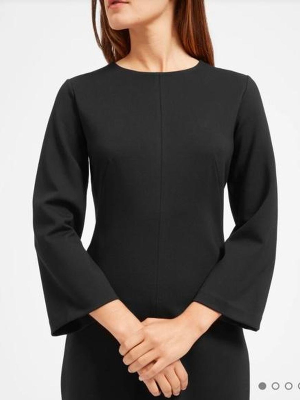 Everlane NWT Black Minimalist Semi-fitted Long Sleeve Shift Dress Size 14